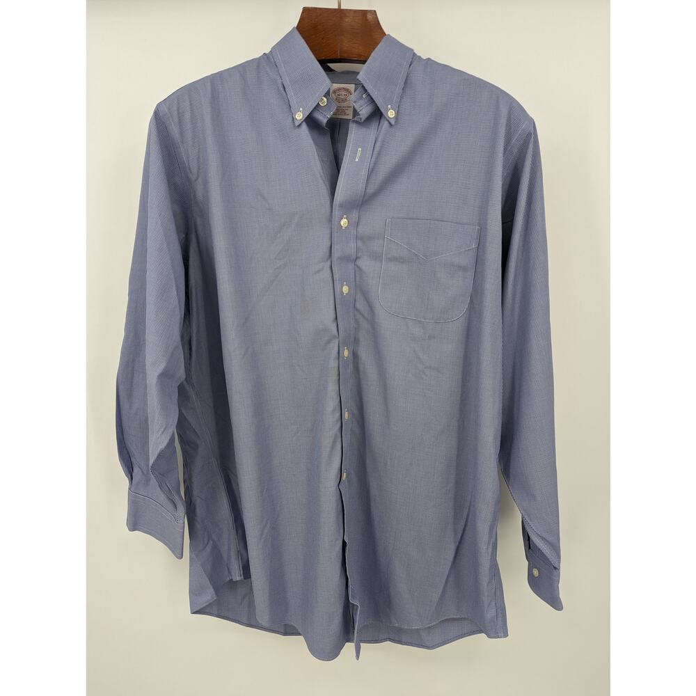 Brooks Brothers Blue 100% Cotton Long Sleeve Button Down Shirt Men's Sz 16.5-33
